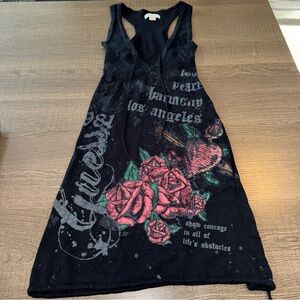 Guess Jeans Dress Women’s Xs Black Knitted Sleeveless  Los Angeles Rose 1981